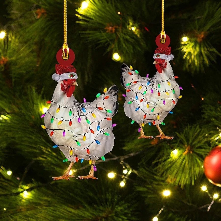 Customized Chicken Christmas Ornament for Farmer, Custom Shape Acrylic Chicken Ornament, 2D Flat Ornament OO1681