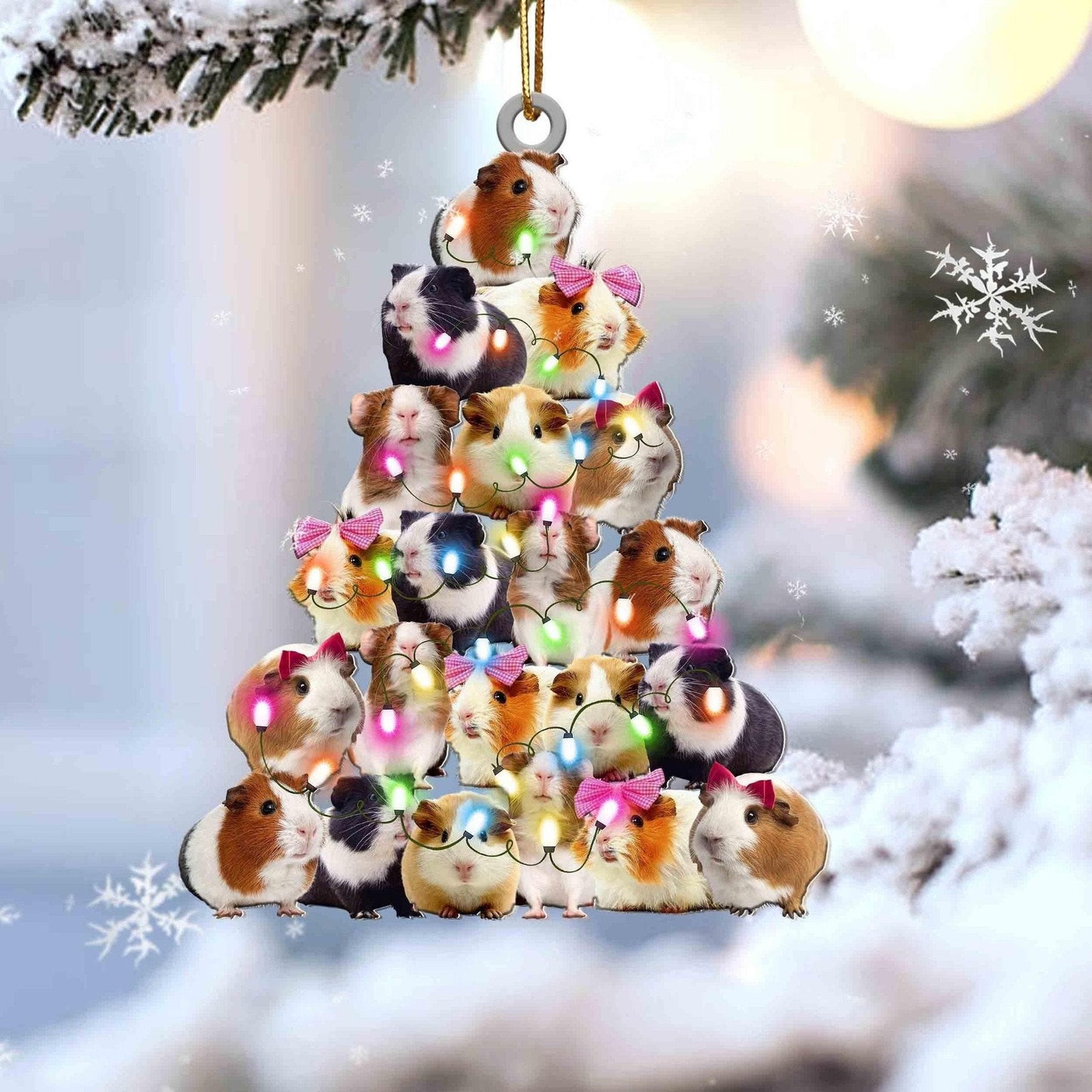 Guinea Pig Christmas Tree Shaped Ornament For Guinea Pig Lovers Flat Acrylic Ornament OO1695