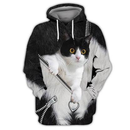 Cat Lover Shirts Cat Tuxedo 3D Full Print Shirts Cats Shirts, Cat Hoodie Zip Up TO2791