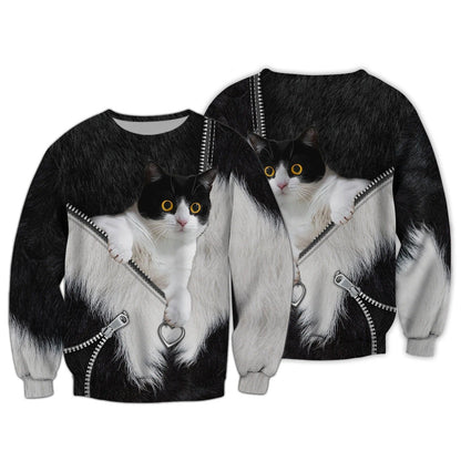 Cat Lover Shirts Cat Tuxedo 3D Full Print Shirts Cats Shirts, Cat Hoodie Zip Up TO2791