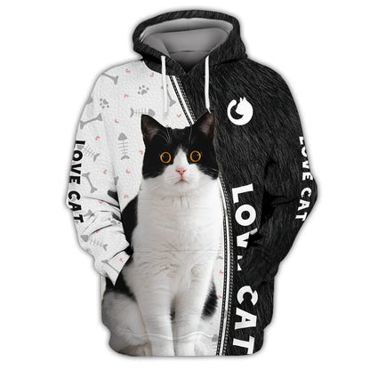 Cat Shirts Cat Tuxedo 3D Full Print Shirts, Love Cat Hoodie Men Women, Cute Cat Swearshirt TO2788