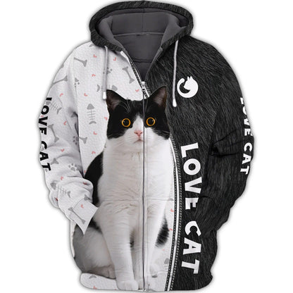 Cat Shirts Cat Tuxedo 3D Full Print Shirts, Love Cat Hoodie Men Women, Cute Cat Swearshirt TO2788