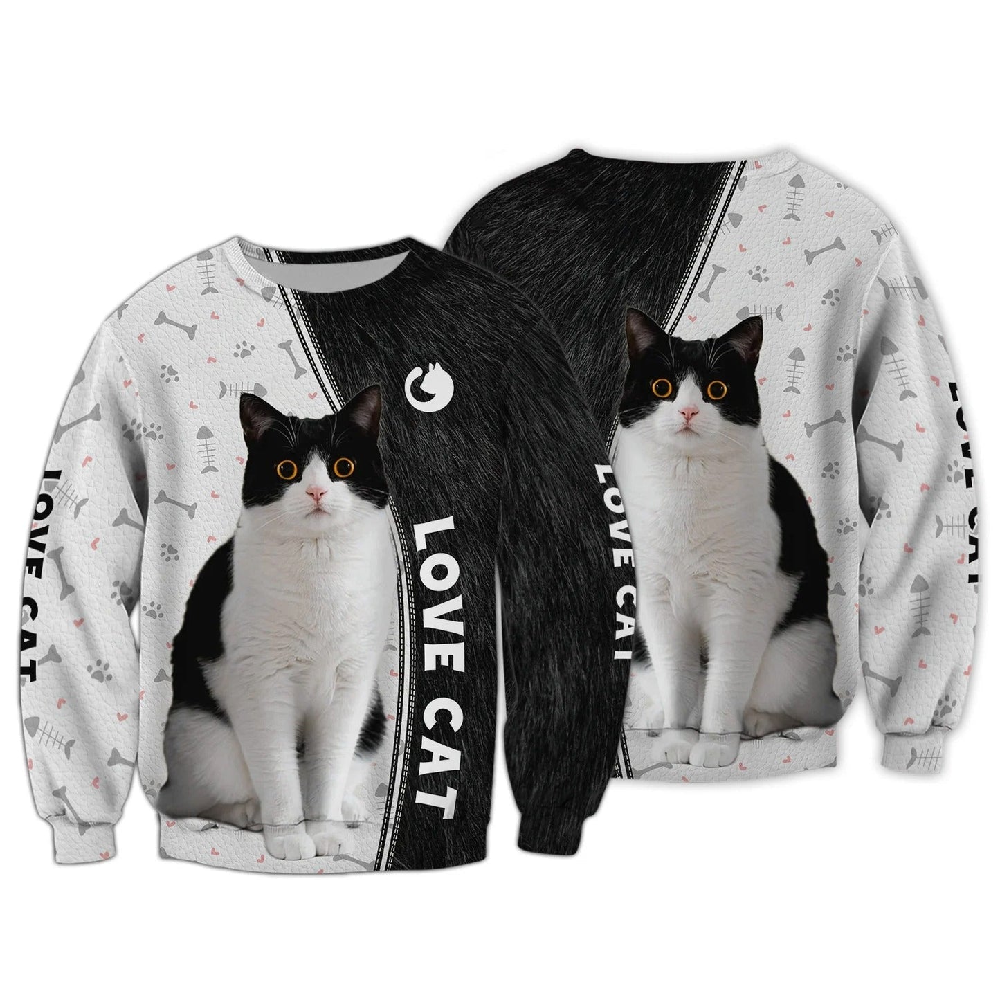 Cat Shirts Cat Tuxedo 3D Full Print Shirts, Love Cat Hoodie Men Women, Cute Cat Swearshirt TO2788