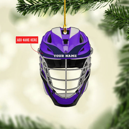 Lacrosse Helmet Black Mask - Ornament Custom Name for Lacrosse Lover OO1761