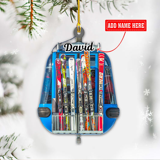 Personalized Skiing Sky Lift Christmas Acrylic Ornaments, Gift for Snowboarding Lover OO1758