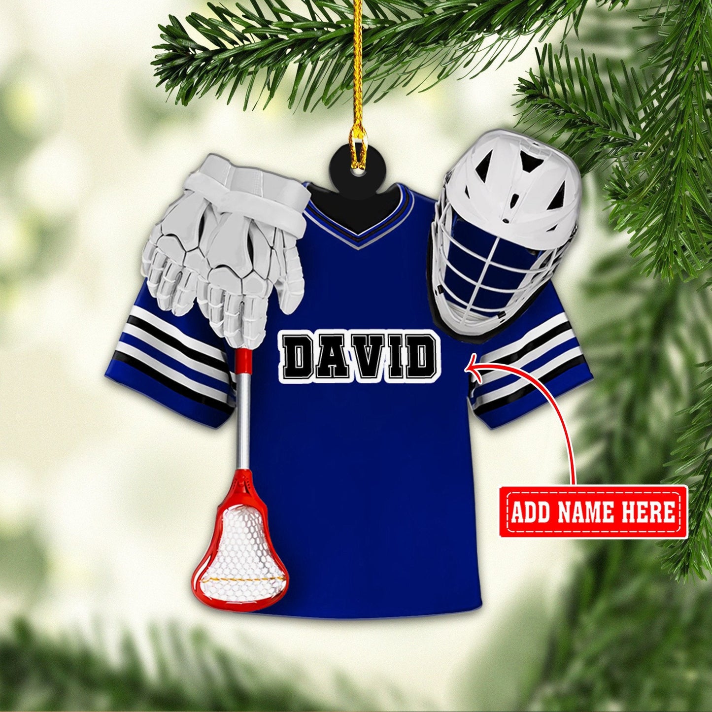 Personalized Lacrosse Uniform And Helmet Multi Color Christmas Acrylic Ornaments, 2D Flat Ornament OO1762