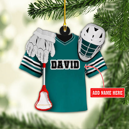 Personalized Lacrosse Uniform And Helmet Multi Color Christmas Acrylic Ornaments, 2D Flat Ornament OO1762