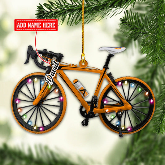 Personalized Name Multi Color Cycling Acrylic Christmas Ornaments, 2D Flat Ornament for Cyclists OO1767