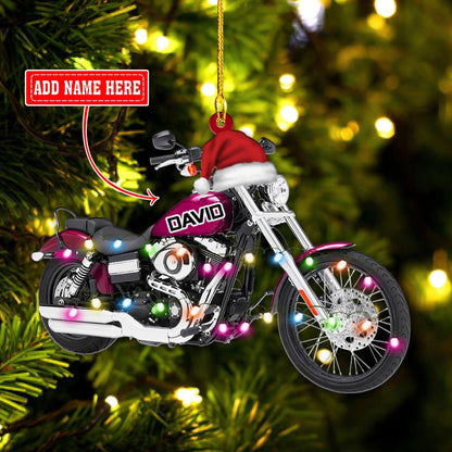 Personalized Cool Multicolor Hat Motorcycle Christmas Acrylic Ornaments, Motorcycle Ornament for Men OO1717