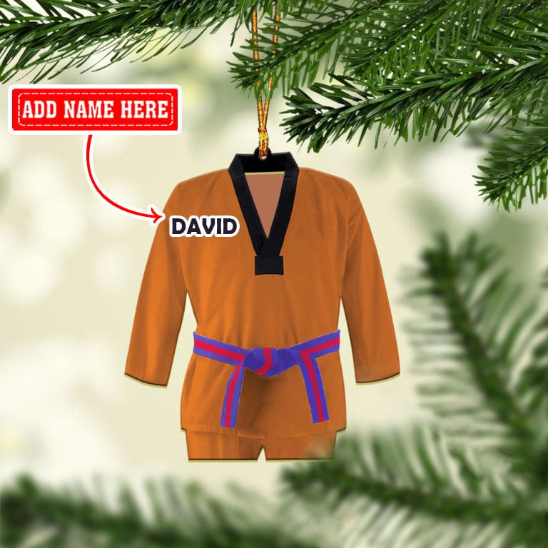 Personalized Christmas Taekwondo Multi Color Uniform Christmas Ornaments, 2D Flat Ornament OO1731