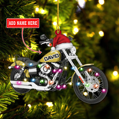 Personalized Cool Multicolor Hat Motorcycle Christmas Acrylic Ornaments, Motorcycle Ornament for Men OO1717