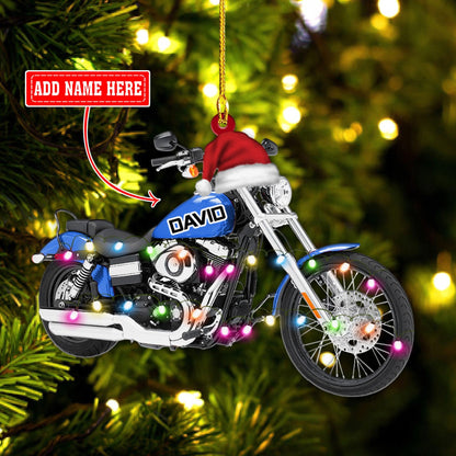 Personalized Cool Multicolor Hat Motorcycle Christmas Acrylic Ornaments, Motorcycle Ornament for Men OO1717