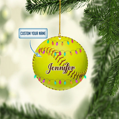 Personalized Name Number Softball Ball Christmas Ornaments, Gift for Softball Player OO1755