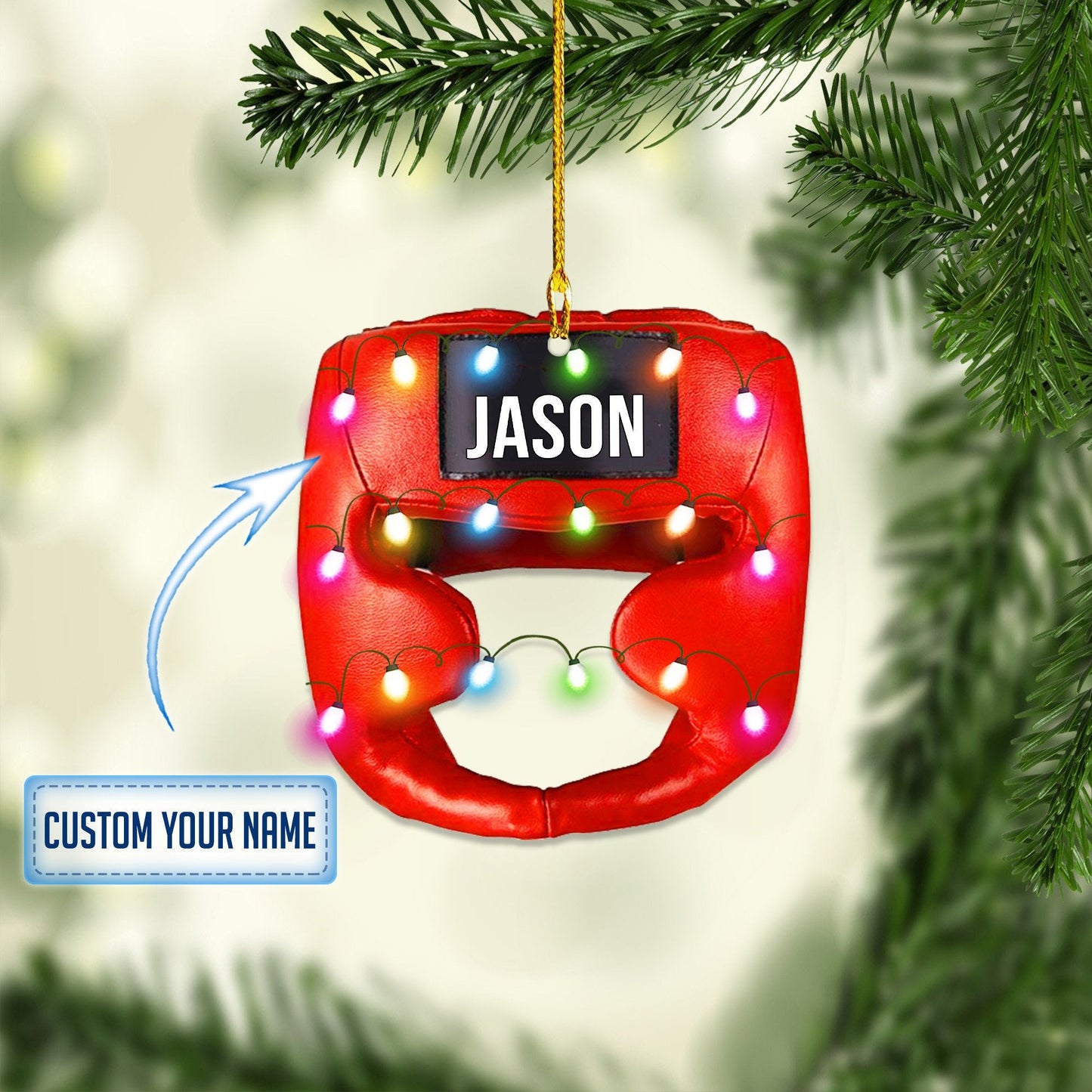 Personalized Boxing Headgear Christmas Ornament, Kick Boxing - Gym, Coach, Boxer OO1781