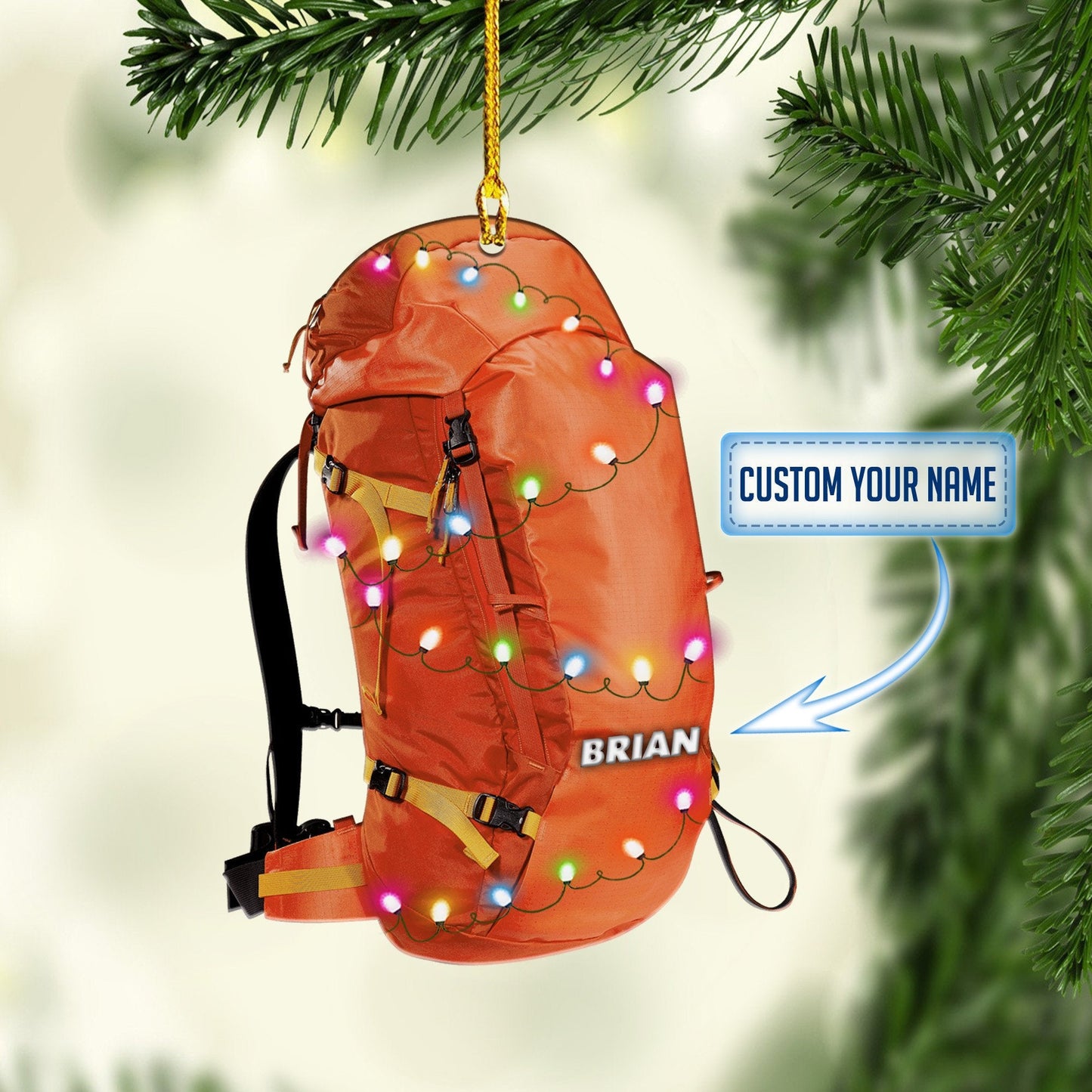 Personalized Backpacking hiking Multi Color Christmas Ornaments, 2D Flat Ornament for Hiking Lover OO1732