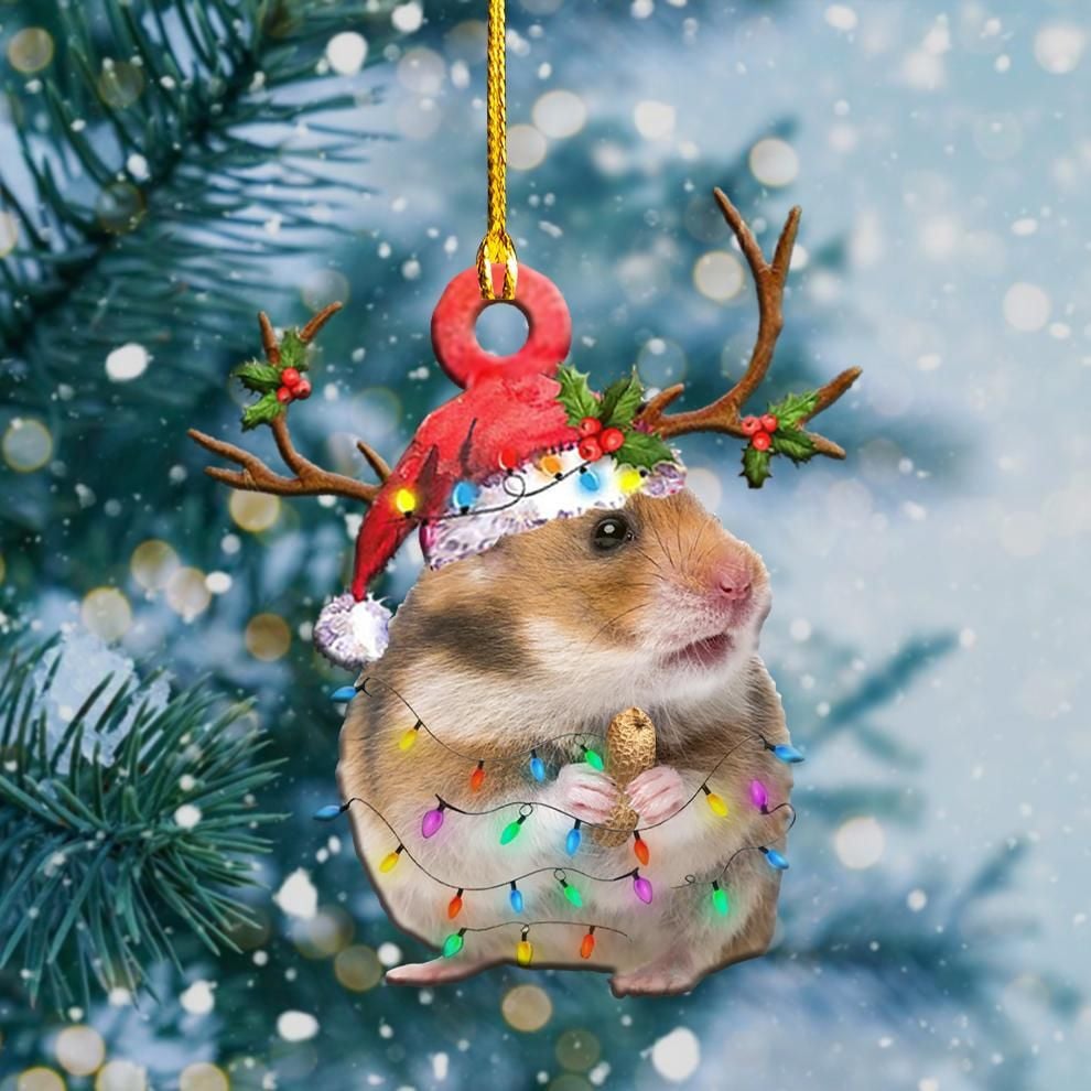 Hamster Christmas Light Shaped Ornaments, Gift for Hamster Lover, Hamster Ornament OO1699