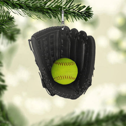 Personalized Name Softball Gloves Acrylic Shaped Ornaments, Christmas Ornament for Softball Player OO1754