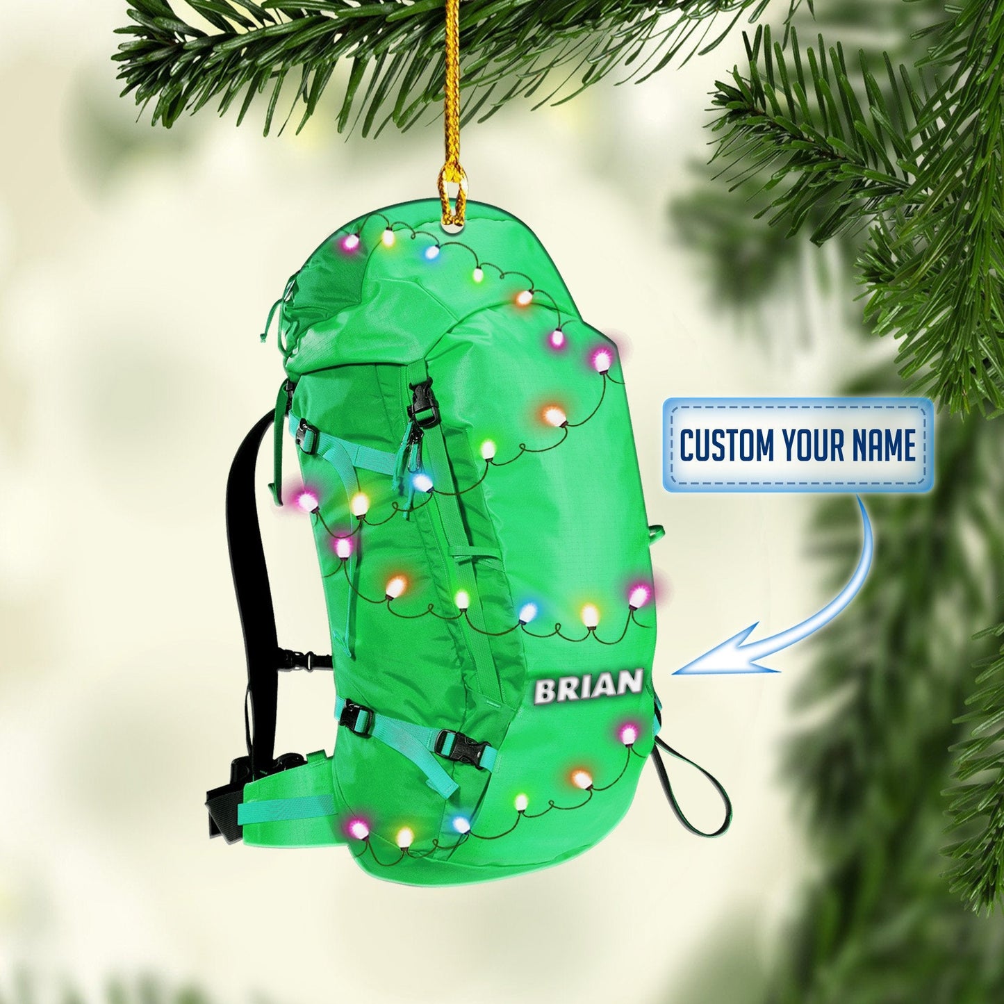 Personalized Backpacking hiking Multi Color Christmas Ornaments, 2D Flat Ornament for Hiking Lover OO1732