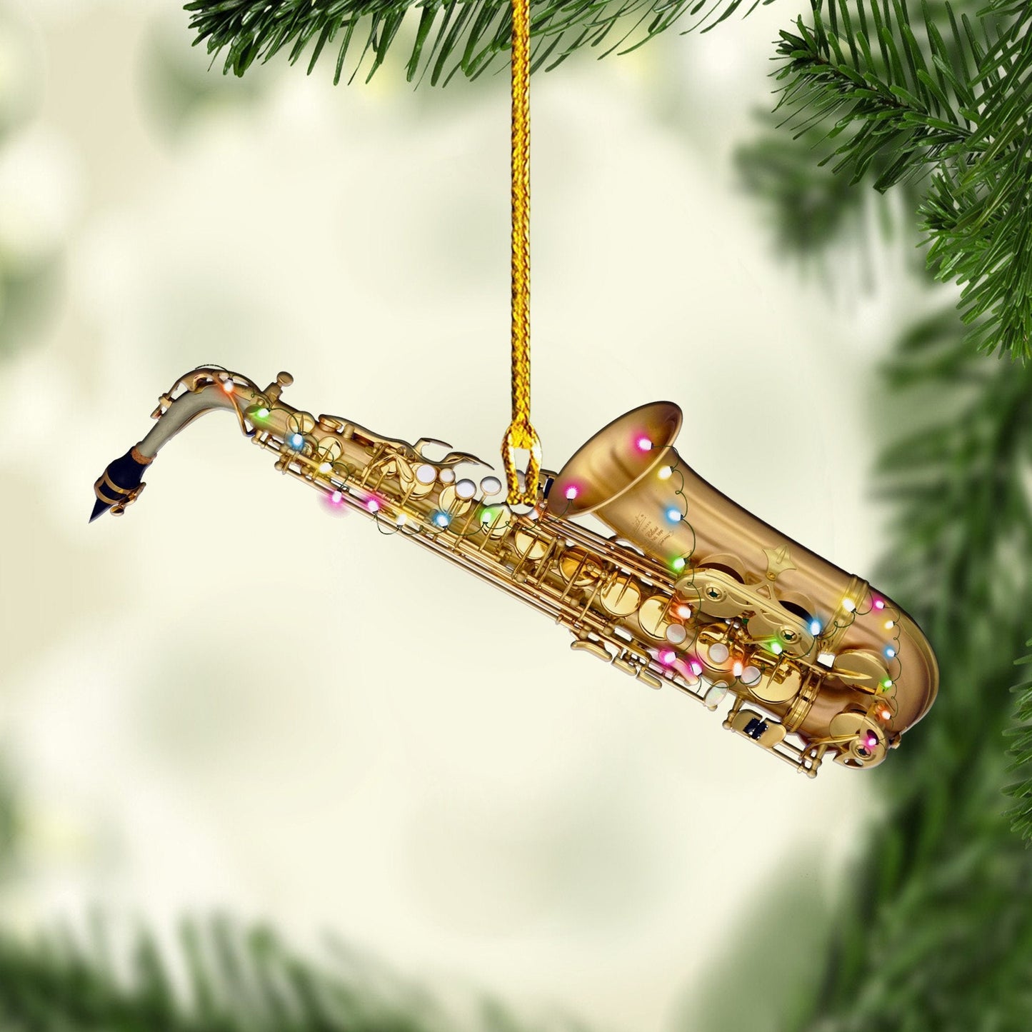 Customized Gold Saxophone Christmas Ornaments, Saxophone Ornament, Saxophone Gift SO1182