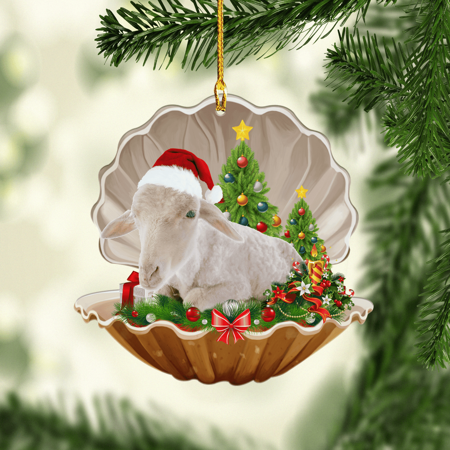 Sheep Pearl In Christmas Acrylic Shaped Ornaments, Gift for Farmer OO1674