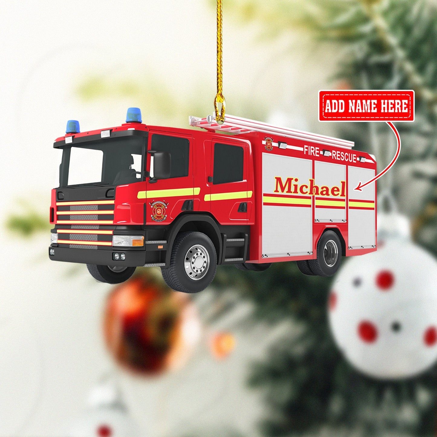 Personalized Firefighter Car Christmas Ornaments, Perfect Ornament for Firefighter Man OO1723