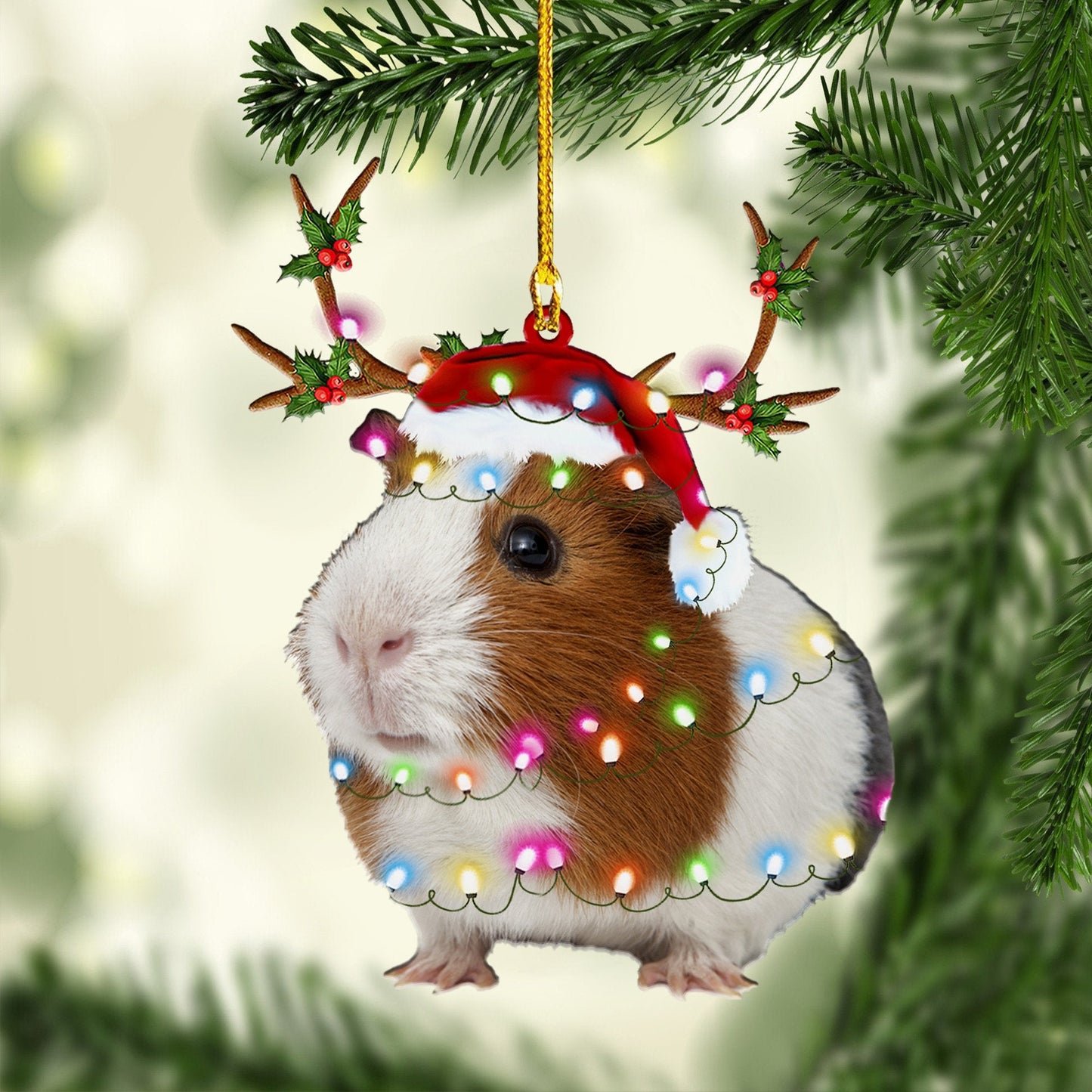 Guinea Pig Christmas Ornament, Custom Name Ornament, Christmas Ornament Gift For Guinea Pig Lovers, Christmas Dog Friends Hanging Ornament OO1697