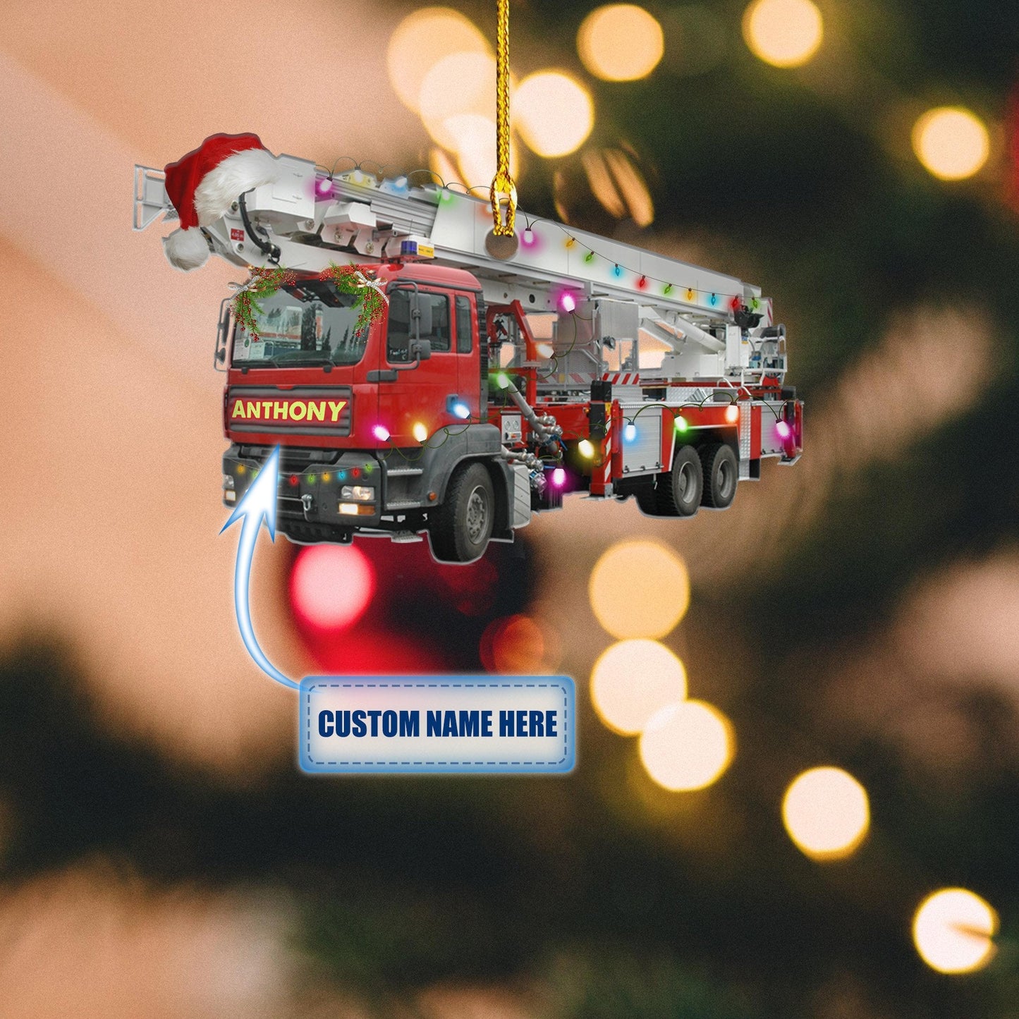 Personalized Firefighter Car Christmas Ornaments, Perfect Ornament for Firefighter Man OO1723