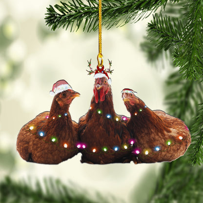 Personalized Chicken Merry Christmas Ornaments, Best Gift for Chicken Lovers, Farm Gift Christmas Ornament OO1682