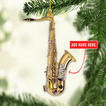 Customized Gold Saxophone Christmas Ornaments, Saxophone Ornament, Saxophone Gift SO1182