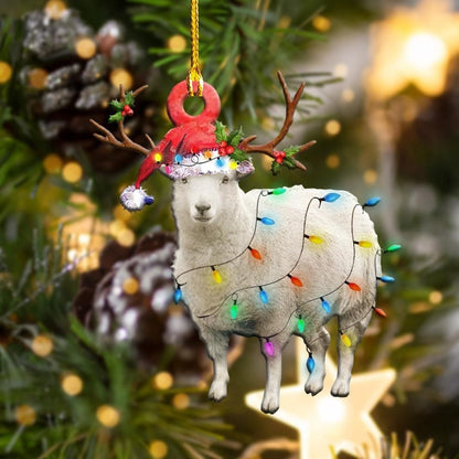 Sheep Christmas Light Acrylic Shaped Ornaments, 2D Flat Ornament OO1673