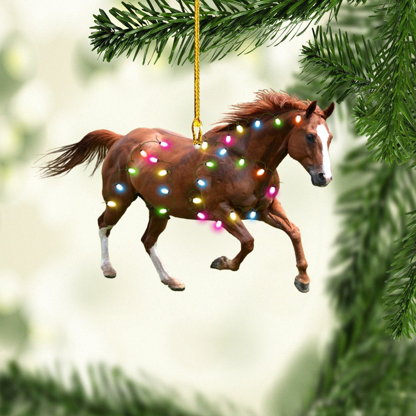 Brown Horse Christmas Light Ornaments, Perfect Gift for Horse Lover, Horse Training SO0577