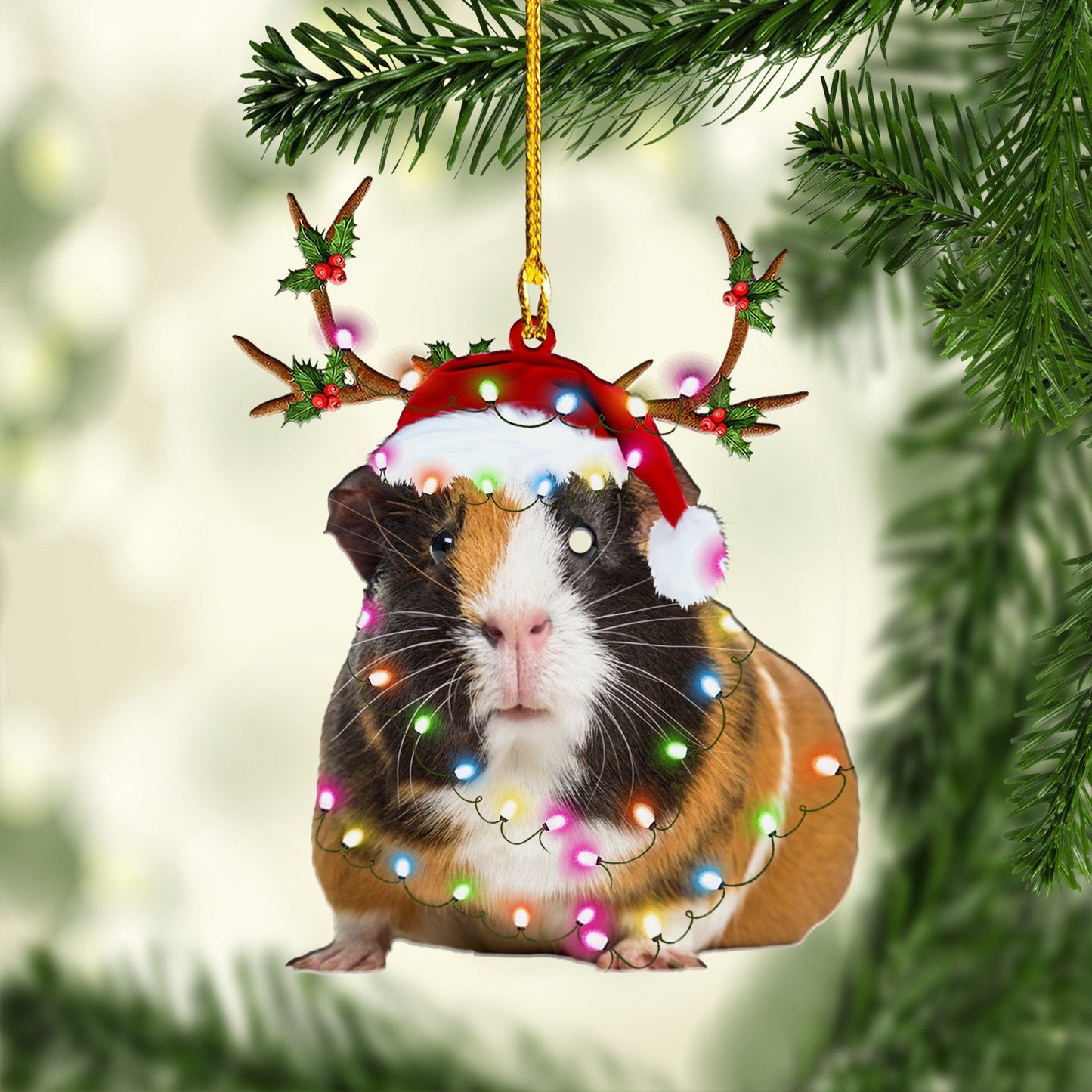 Guinea Pig Christmas Ornament, Custom Name Ornament, Christmas Ornament Gift For Guinea Pig Lovers, Christmas Dog Friends Hanging Ornament OO1697