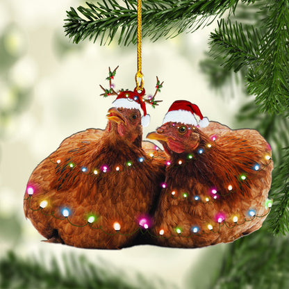 Personalized Chicken Merry Christmas Ornaments, Best Gift for Chicken Lovers, Farm Gift Christmas Ornament OO1682