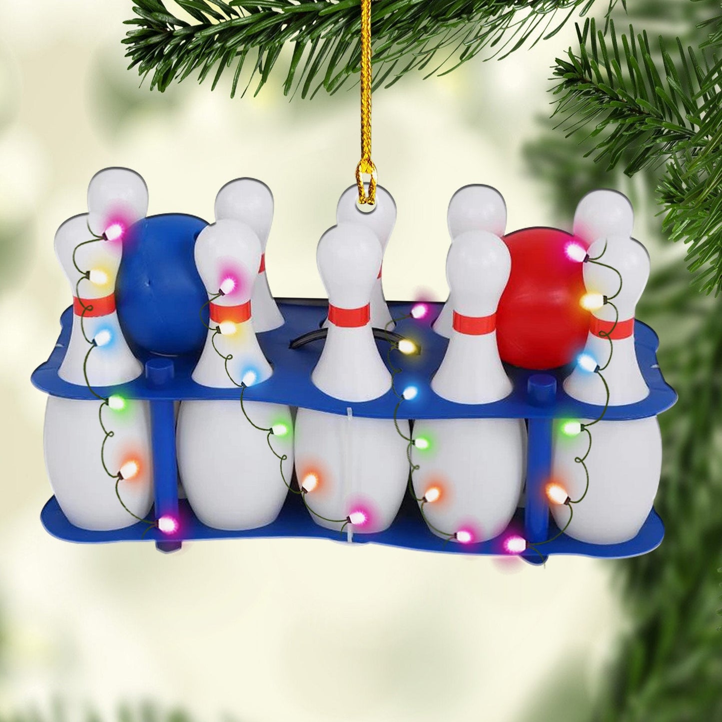 Personalized Bowling Set Acrylic Ornaments, Perfect Ornament for Bowling Lover OO1751