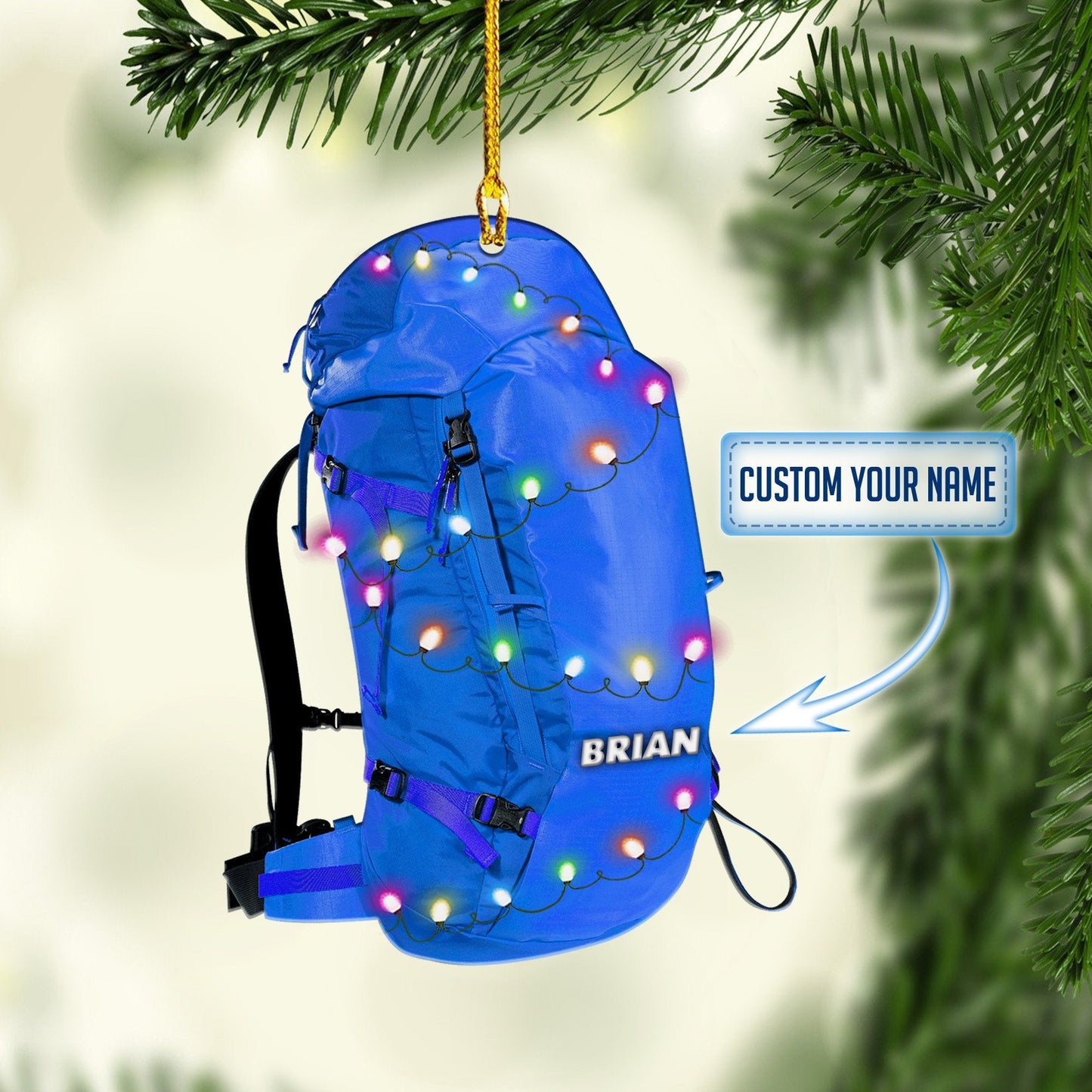 Personalized Backpacking hiking Multi Color Christmas Ornaments, 2D Flat Ornament for Hiking Lover OO1732