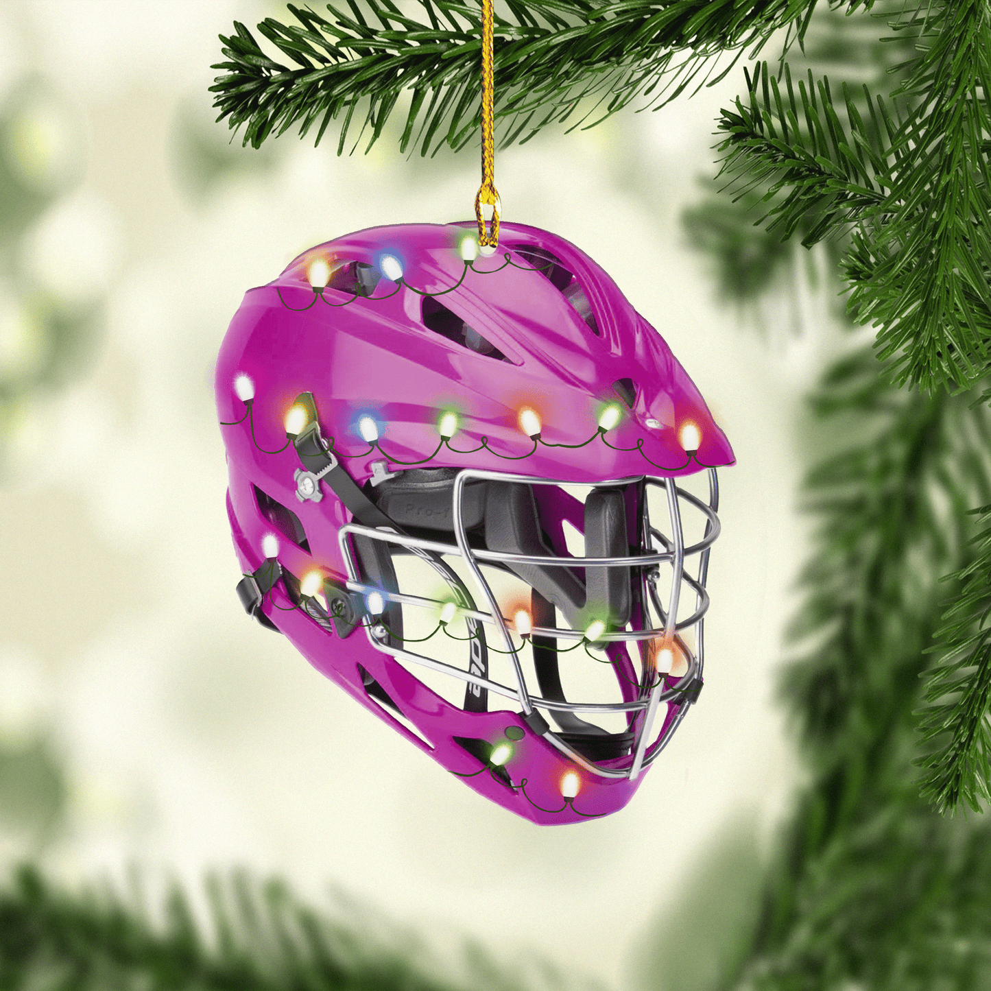 Multi Color Lacrosse Helmet Christmas Acrylic Ornaments, Gift for Lacrosse Player OO1763