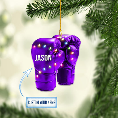 Personalized Boxing Glove Multi Color Christmas Ornaments, 2D Flat Ornament for Boxing Lover OO1777