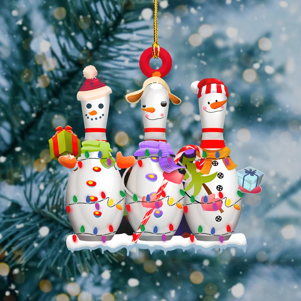 Bowling Snowies Christmas Ornaments, Gift for Bowler, Bowling Ornament SO1195