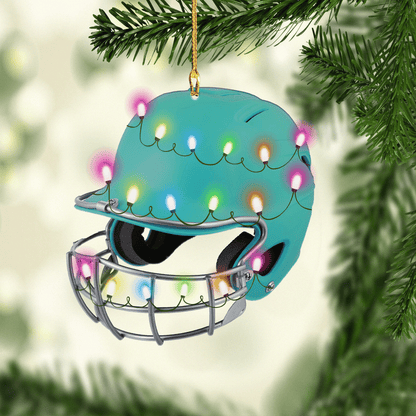 Any Color Softball Batting Helmet Christmas Acrylic Shaped Ornaments, Gift for Son Men OO1756