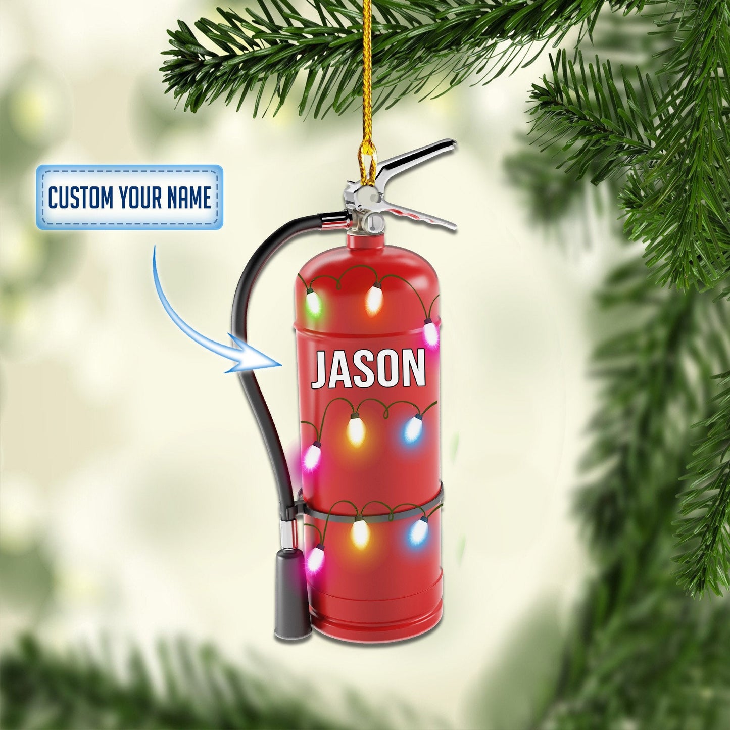 Personalized Firefighter Extinguisher Christmas Ornaments, Gift for Firefighter Ornament OO1724