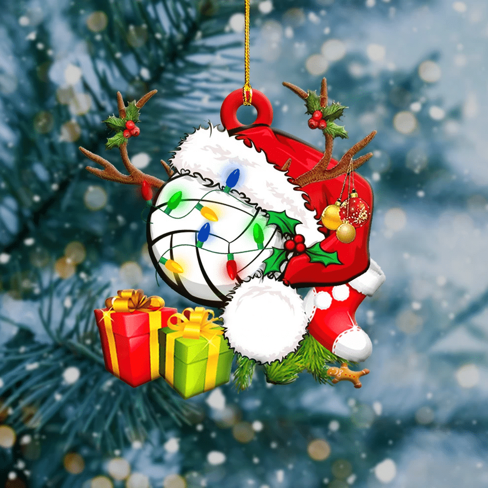 Volleyball Light Christmas 2D Flat Christmas Ornaments, Idea Gift for Volleyball Player SO1199