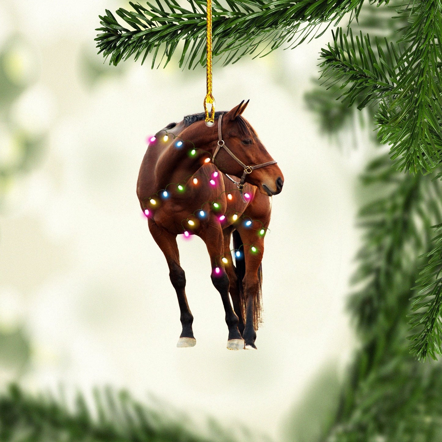 Brown Horse Christmas Light Ornaments, Perfect Gift for Horse Lover, Horse Training SO0577