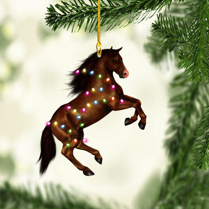 Brown Horse Christmas Light Ornaments, Perfect Gift for Horse Lover, Horse Training SO0577