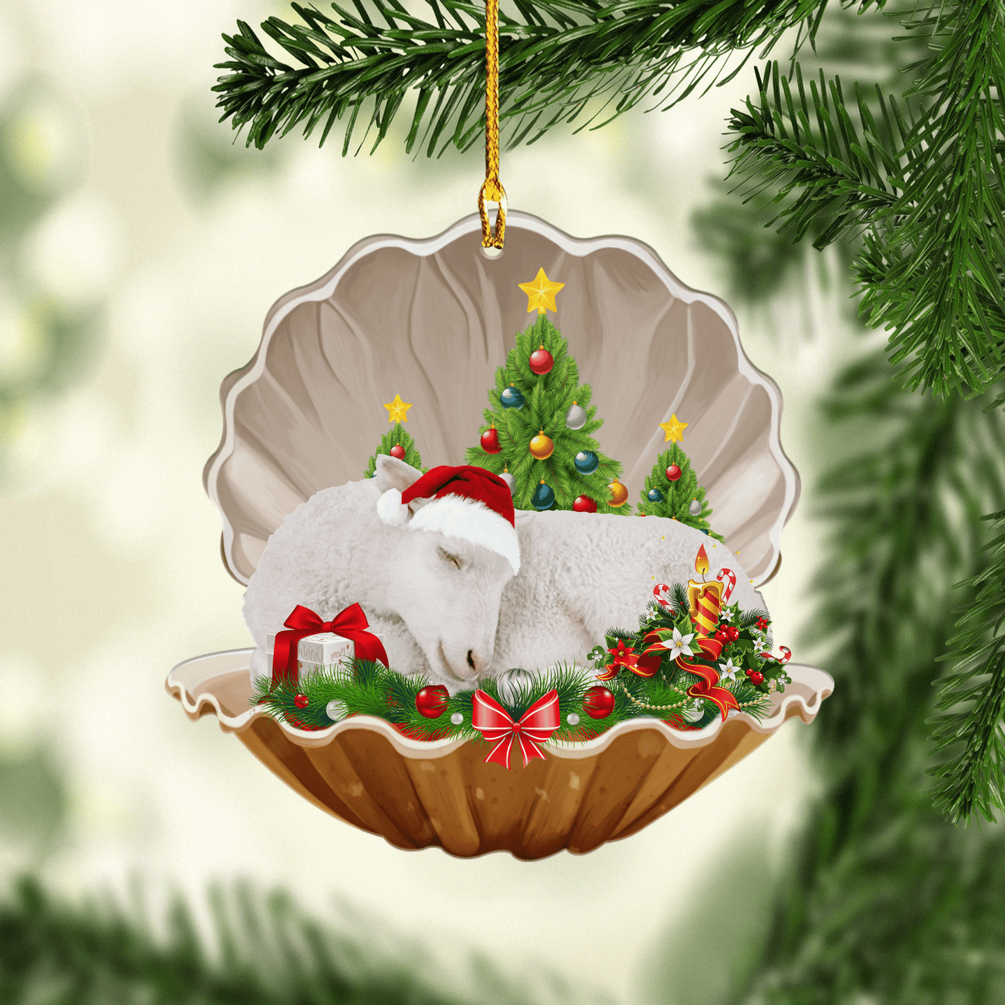 Sheep Pearl In Christmas Acrylic Shaped Ornaments, Gift for Farmer OO1674