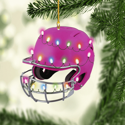 Any Color Softball Batting Helmet Christmas Acrylic Shaped Ornaments, Gift for Son Men OO1756