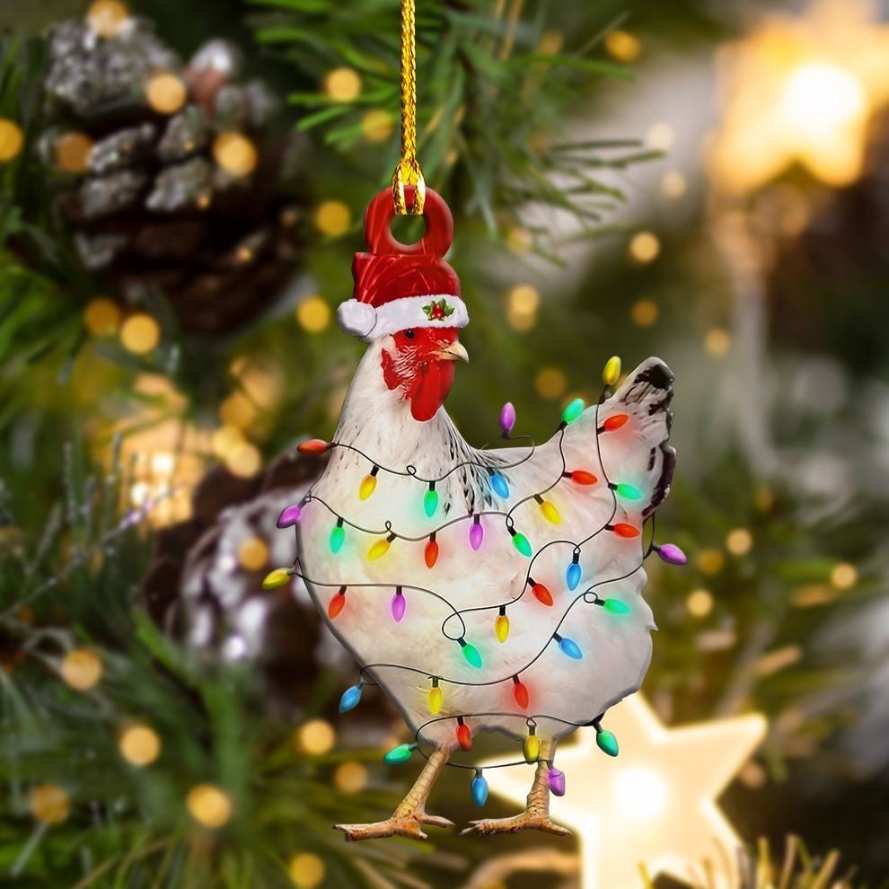 Personalized Chicken Merry Christmas Ornaments, Best Gift for Chicken Lovers, Farm Gift Christmas Ornament OO1682