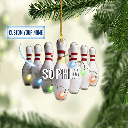 Personalized Bowling Set Acrylic Ornaments, Perfect Ornament for Bowling Lover OO1751