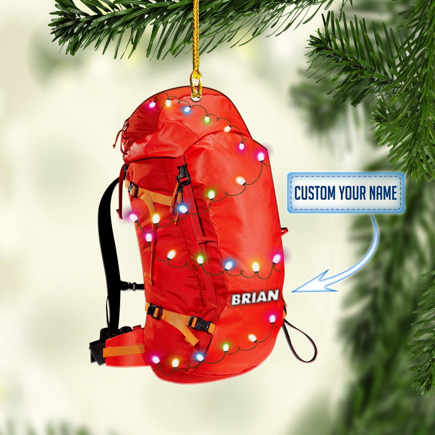 Personalized Backpacking hiking Multi Color Christmas Ornaments, 2D Flat Ornament for Hiking Lover OO1732