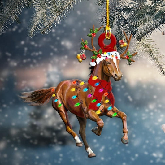 Brown Horse Christmas Light Ornaments, Perfect Gift for Horse Lover, Horse Training SO0577