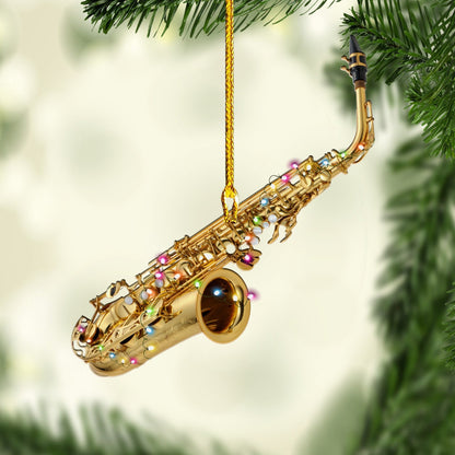 Customized Gold Saxophone Christmas Ornaments, Saxophone Ornament, Saxophone Gift SO1182